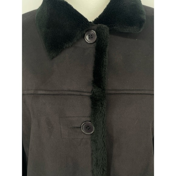 J Percy Vtg Black Faux Suede Fur Lining Trim Coat Size Women‎ XL - Picture 3 of 11